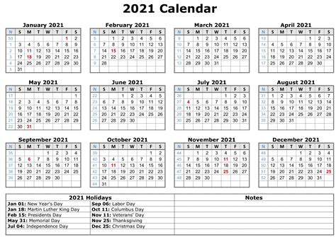 Printable 2021 calendar yr at a look vertical customary … supply: Free Printable Calendar Year 2021 | Month Calendar Printable
