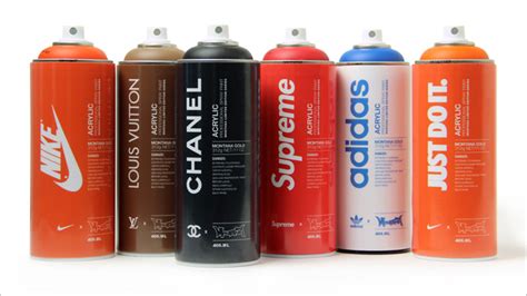 Spray Paint Cans Bearing The Colors And Logos Of Famous