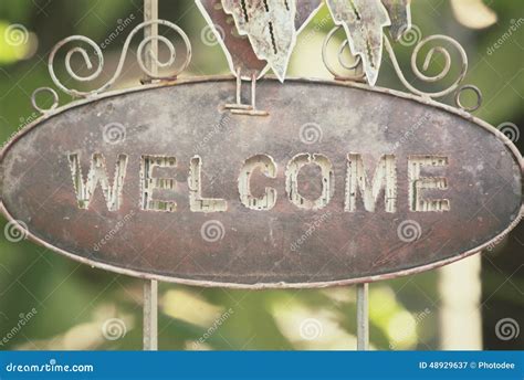 Vintage Welcome Signboard Stock Image Image Of Word 48929637