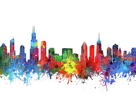 Chicago Skyline Watercolor Digital Art By Bekim M Pixels