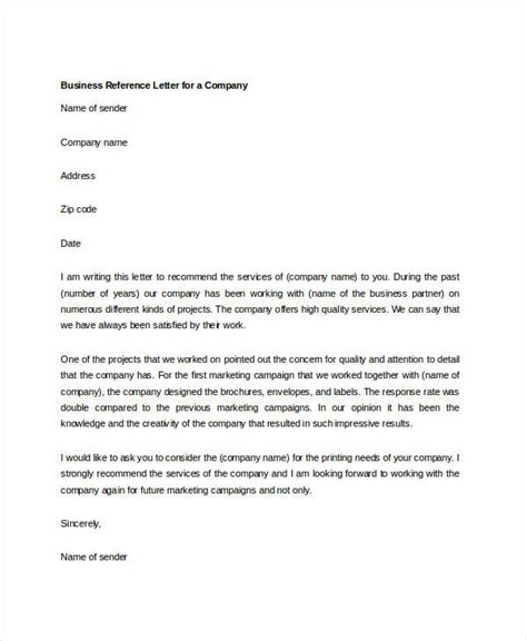 sample business reference letter templates