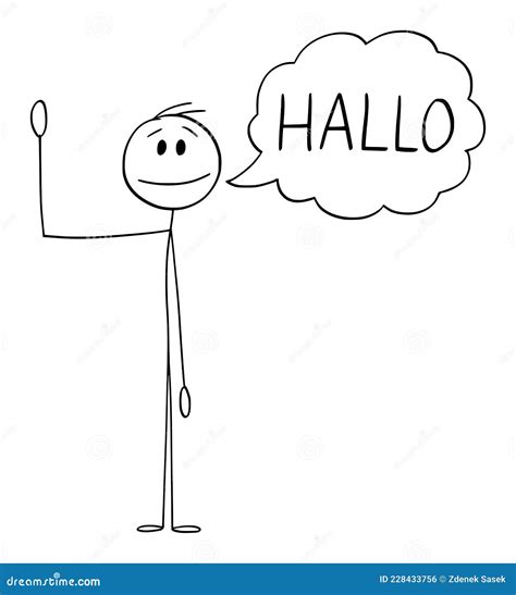 Person Or Man Waving His Hand And Saying Greeting Hallo In German