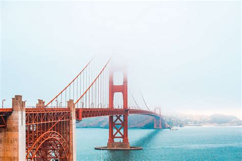 The Golden Gate Bridge Partly Covered In Fog Free Stock Photo Picjumbo