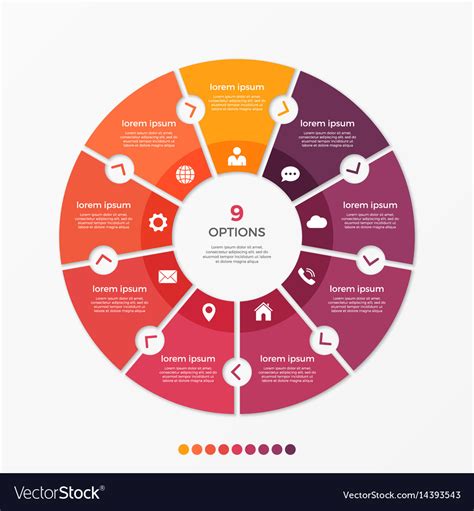 Circle Chart Infographic Template With 9 Options Vector Image