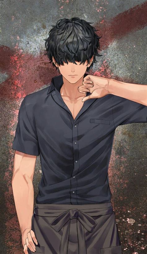 Anime Boy Black Messy Hair