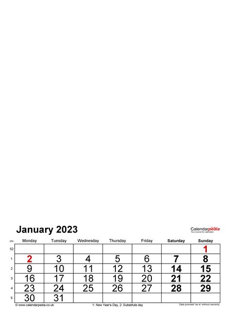 2023 Calendar Word Template Printable Calendar 2023