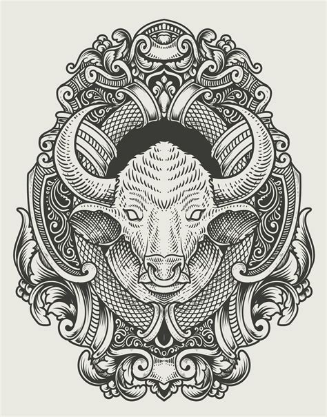 Illustration Vintage Bull With Engraving Style 4854671 Vector Art At Vecteezy