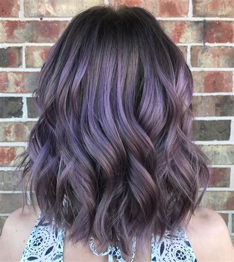 brown hair with pastel purple balayage purple balayage purple ombre hair hair color balayage