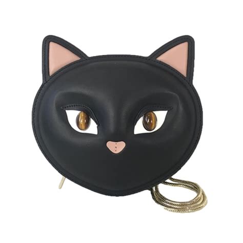 Kate Spade Cats Meow Leather Cat Crossbody Bag Black