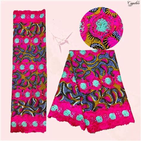Noble African Real Batik Wax Textile Super Batik Ankara Print Wax Lace Fabric With Guipure Lace