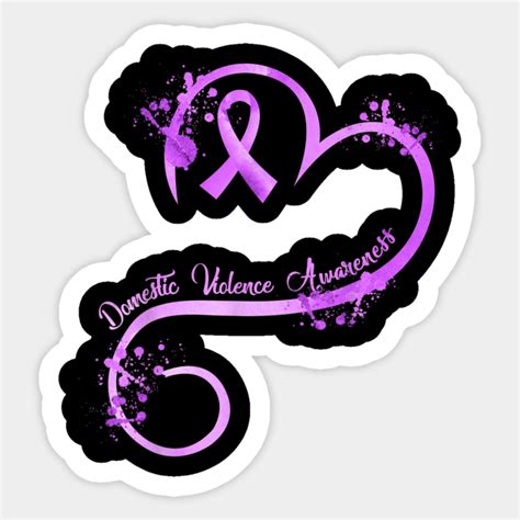 womens heart ribbon domestic violence awareness domestic violence awareness sticker teepublic