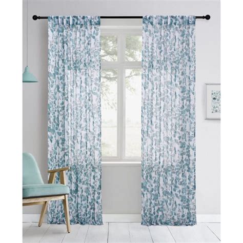 Koo Botanicals Oriental Concealed Tab Top Curtains Blue And Grey 140 X 250 Cm