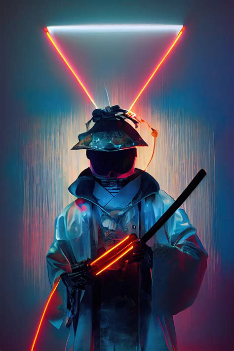 Free Download Wall Art Print Neon Samurai Ts Merchandise Europosters