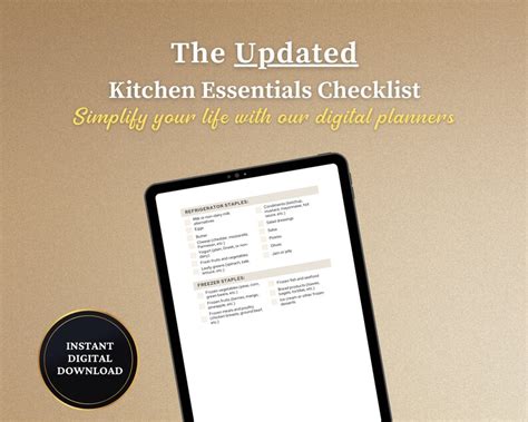Kitchen Essentials Checklist Printable Kitchen Inventory Pantry