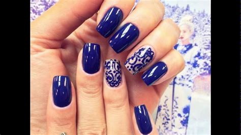 Hermosos diseños en uñas color azul marino. Decoracion de unas color azul marino♥♥ - YouTube