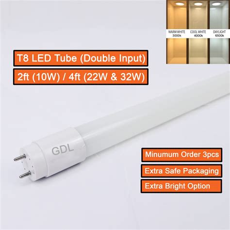 Gdl G13 2ft4ft 10w22w30w T8 Led Glass Layer Double Input Tube