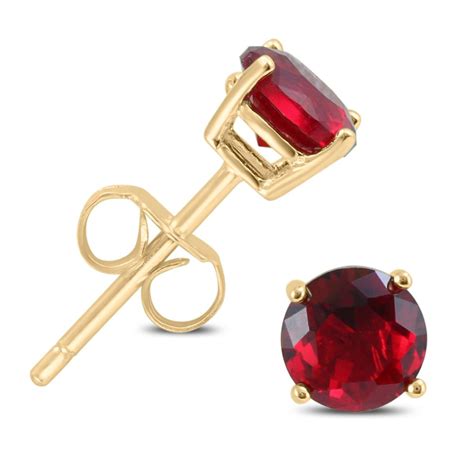 Mm Lab Created Ruby Stud Earrings In Yellow Gold Plated Sterling