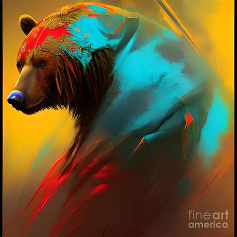 Native American Bear Surrealism Abstract No8 Mixed Media By Matico