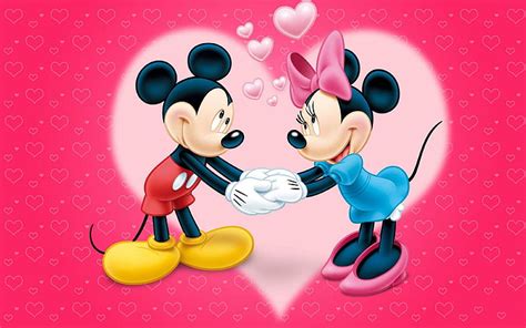 Hd Wallpaper Mickey And Minnie Mouse Love Couple Cartoon Red Wallpaper
