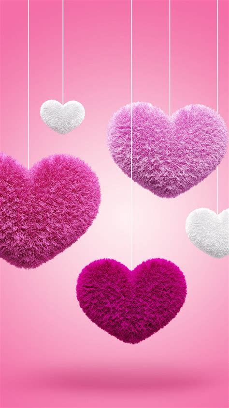 Download Fluffy Hanging Hearts Theme Wallpaper