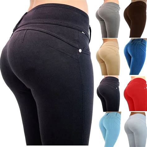 new women low waist leggings push up hip sexy solid casual trousers for women fashion elastic