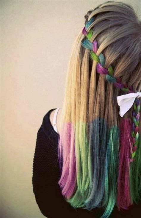 Hair Chalk Trend Rainbow Waterfall Braid Hippy Look