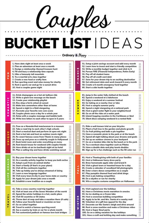 A Printable Bucket List For Couples