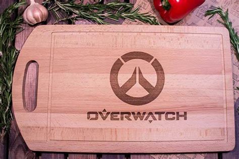 Handmade Overwatch Logo Wood Cutting Board Gadgetsin