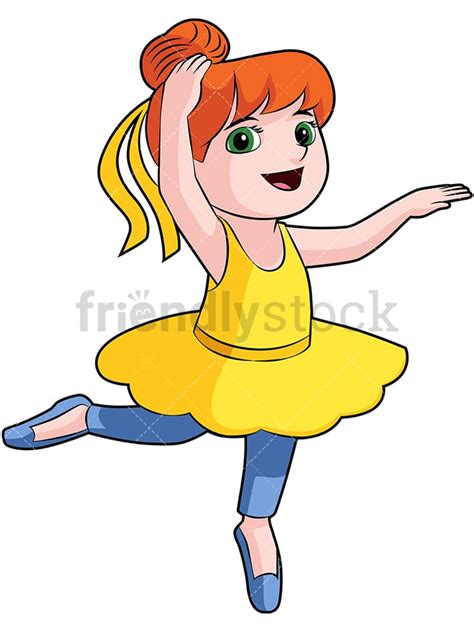 Little Girl Doing Ballet Cartoon Vector Clipart Friendlystock