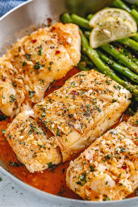 This diabetic friendly terrine is perfect for a starter. Garlic Butter Cod with Lemon Asparagus Skillet - Healthy ...