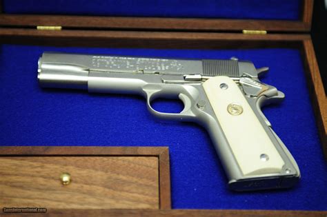 Colt Government Model Mkiv Series 70 Bright Nickel With Ivory Grips