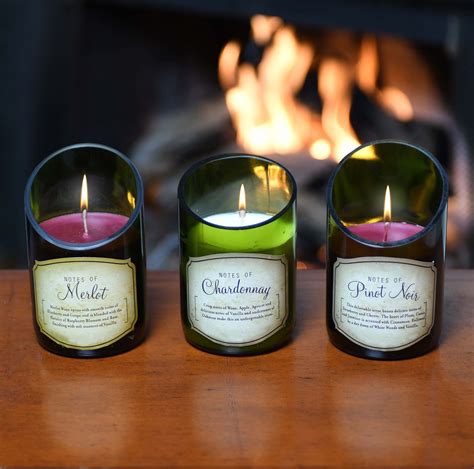 3 Piece Wine Bottle Candle Set With Beautiful Scents Of Wine Perfect