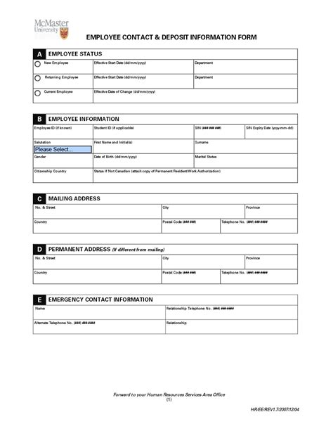 Template Printable Employee Information Form Printable Templates
