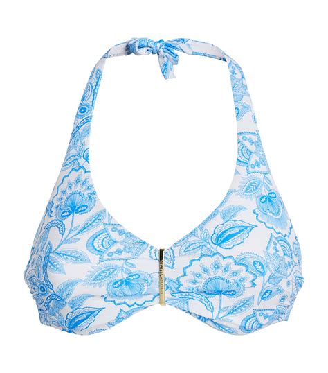 Melissa Odabash Blue Floral Print Provence Bikini Top Harrods Uk