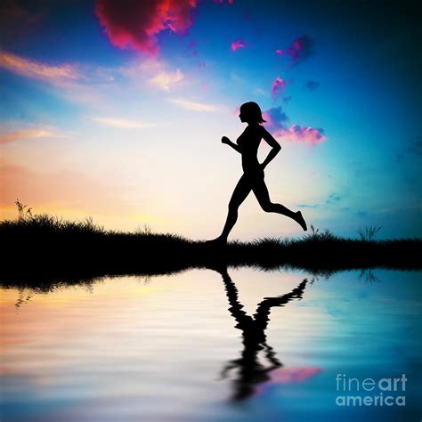Silhouette Of Woman Running At Sunset Photograph By Michal Bednarek Fine Art America