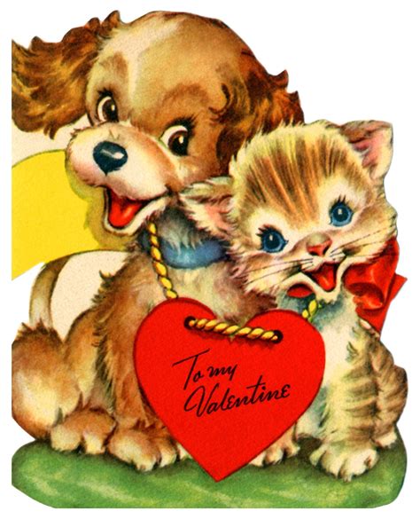 Puppy And Kitten Vintage Valentine Corazón De Melón Pinterest