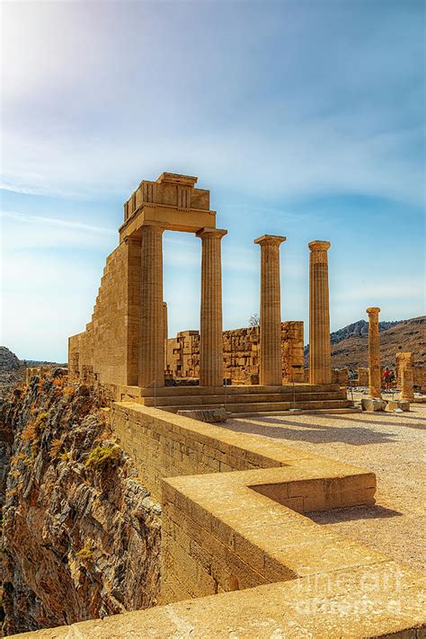 Rhodes Acropolis Of Lindos Stoa Of Psithyros Ruins Photograph By Antony