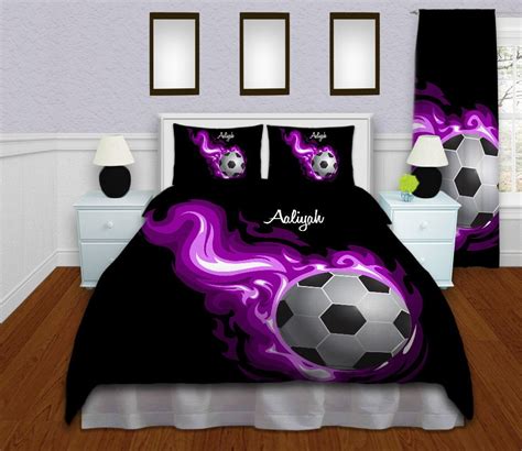 Soccer Bedding Personalized Soccer Duvet Cover Sports Bedding Flames