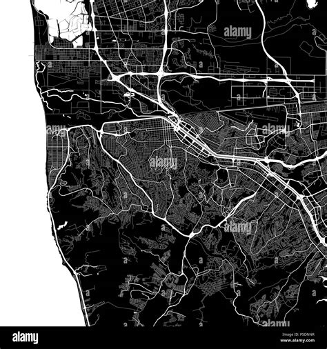Mapa Del área De Tijuana México Fondo Oscuro Versión Para Infografía