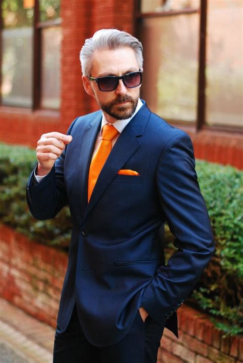 Veste Costume Homme Look Extravagant Mouchoir Et Cravate Oranges