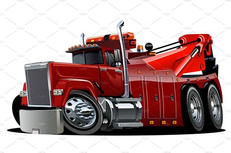 Cartoon Big Rig Tow Truck ~ Illustrations ~ Creative Market