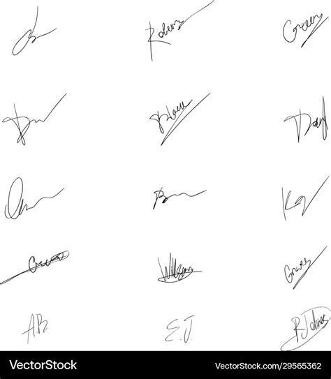 Set Personal Handwritten Signatures Royalty Free Vector