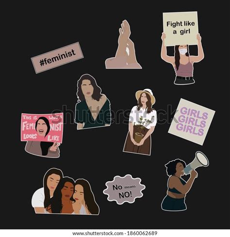 Feminist Sticker Pack Women Empowerment Gender Stock Vector Royalty