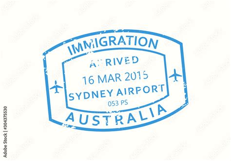 Australia Passport Stamp Visa Stamp For Travel Sydney International Airport Grunge Sign