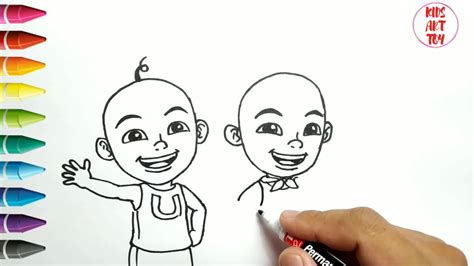 Very Easy How To Draw Cute Upin Ipin Drawing And Coloring For Kids