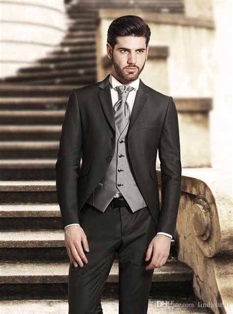 Buy the latest, trendy wedding suits for men for all occasions. Black Grey 2019 Design Groom Wear Tuxedos Mens Wedding ...