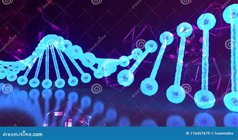 Abstract Human Dna Detailed Structures On Hexagon Background 3d
