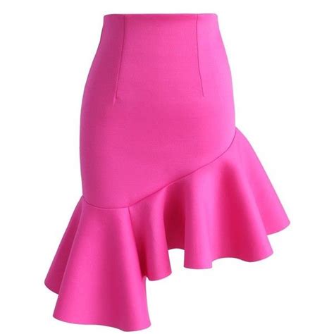 Chicwish Hot Pink Charm Asymmetric Airy Frill Hem Skirt 81 Bgn Liked