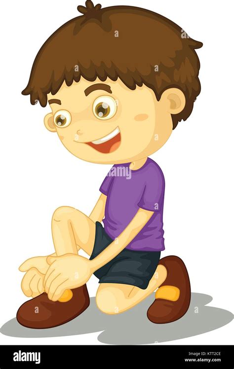 Illustration Of Boy Putting On Shoes Stock Vector Image And Art Alamy