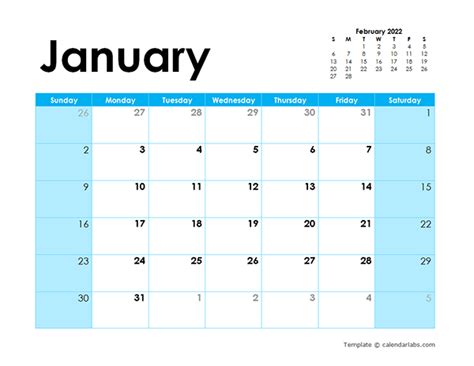 2022 Blank Calendar Colorful Design Free Printable Templates